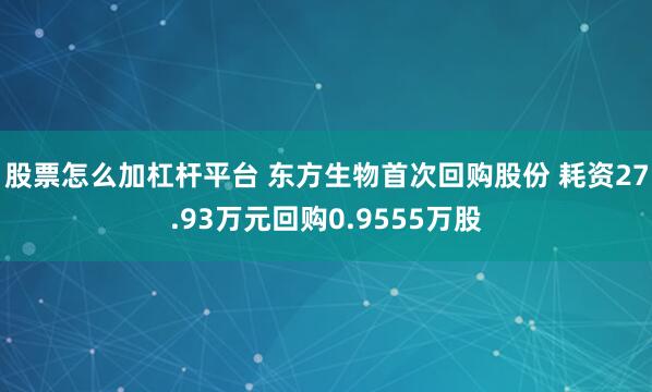 股票怎么加杠杆平台 东方生物首次回购股份 耗资27.93万元回购0.9555万股